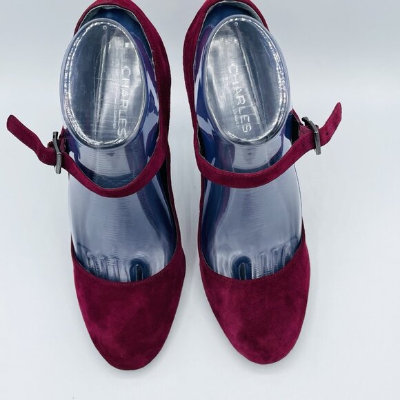 Charles by Charles David Heels Womens 8.5 Maroon Leather Mary Jane Sandals Comfy - Picture 5 of 11